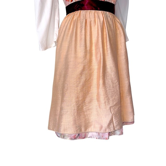 Large Dirndl Dress German Austrian Oktoberfest Party Lace‎ Floral Peach Pink Red - Picture 6 of 7